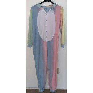 Unicorn Sweet Treats Comfy One Piece Hooded Pajamas Adult Woman Sz Large